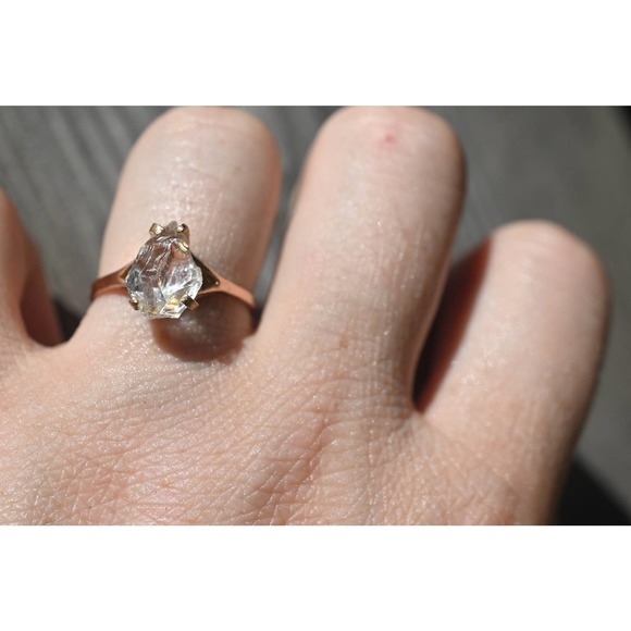 14k Rose Gold Ring Raw Stone Ring Rough Diamond Ring Wedding Band Unique… - Picture 1 of 4